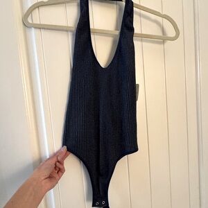 NWT Free People halter bodysuit, navy blue, size XS/S